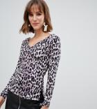River Island V Front And Back Top In Leopard - Multi