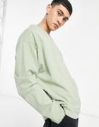 Asos Design Oversized Long Sleeve T-shirt With Scoop Neck In Green Acid Wash