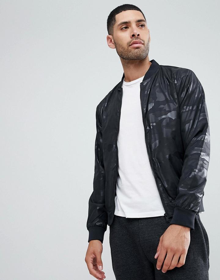 Brave Soul Tonal Camo Bomber Jacket - Green
