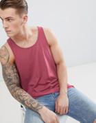 Asos Design Longline Skater Fit Tank In Red - Red