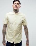 Farah Brewer Short Sleeve Shirt Oxford Slim Fit Buttondown In Yellow - Yellow