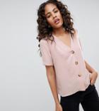 Asos Design Tall Boxy V Neck Top - Pink