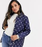 Asos Design Petite Quilted Jacket In Polka Dot-navy