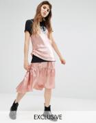 Reclaimed Vintage Satin Tiered Peplum Skirt - Pink