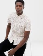 J.crew Mercantile Short Sleeve Camp Print Shirt Slim Fit In Off White - White