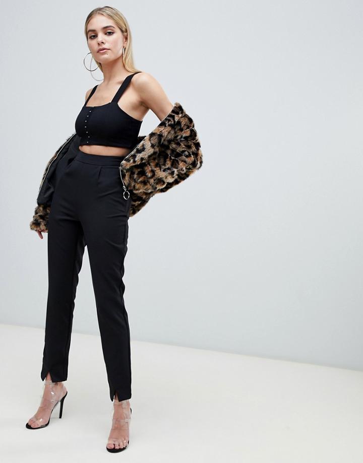 Prettylittlething Premium Slim Pants In Black - Black