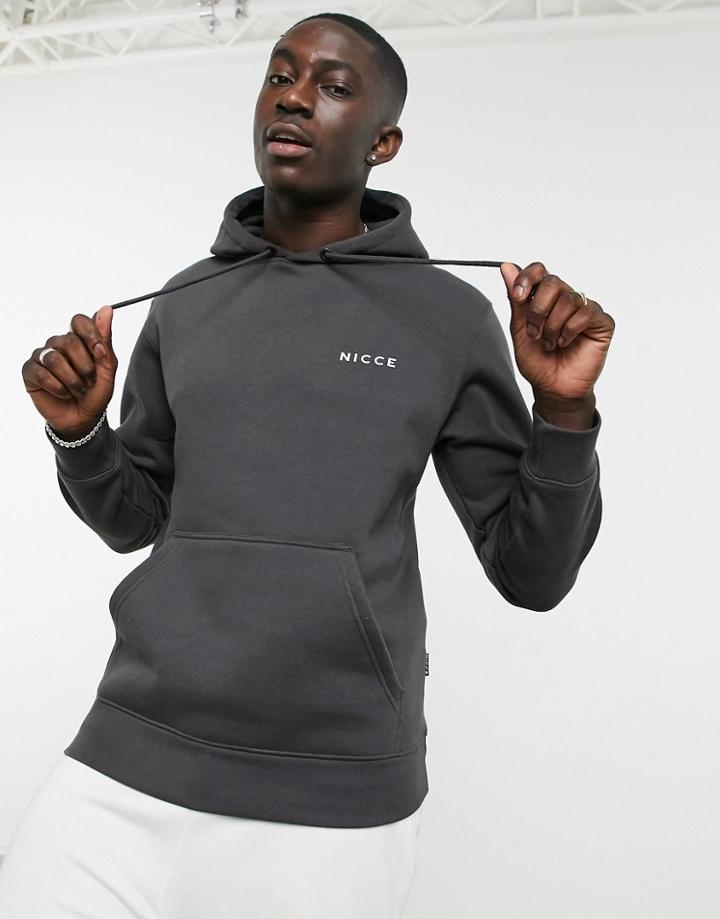 Nicce Hoodie With Chest Logo In Charcoal-grey
