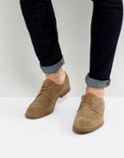 Asos Derby Shoes In Taupe Suede - Stone
