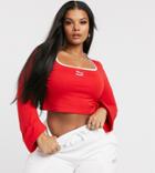 Puma Plus Flared Sleeve Cropped Top In Red Exclusive To Asos