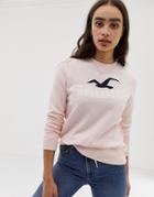 Hollister Sweatshirt With Front Logo - Pink