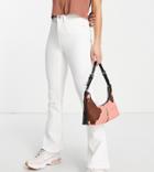 Noisy May Petite Sallie High Waisted Flared Jeans In White