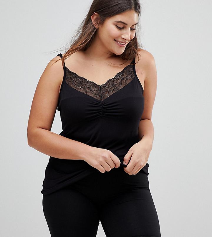 Junarose Lace Trim Cami - Black