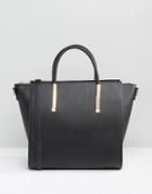 Asos Wing Tote Bag With Metal Fitting - Black