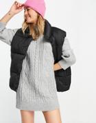 Monki Recycled Cable Knit Mini Dress In Gray Melange