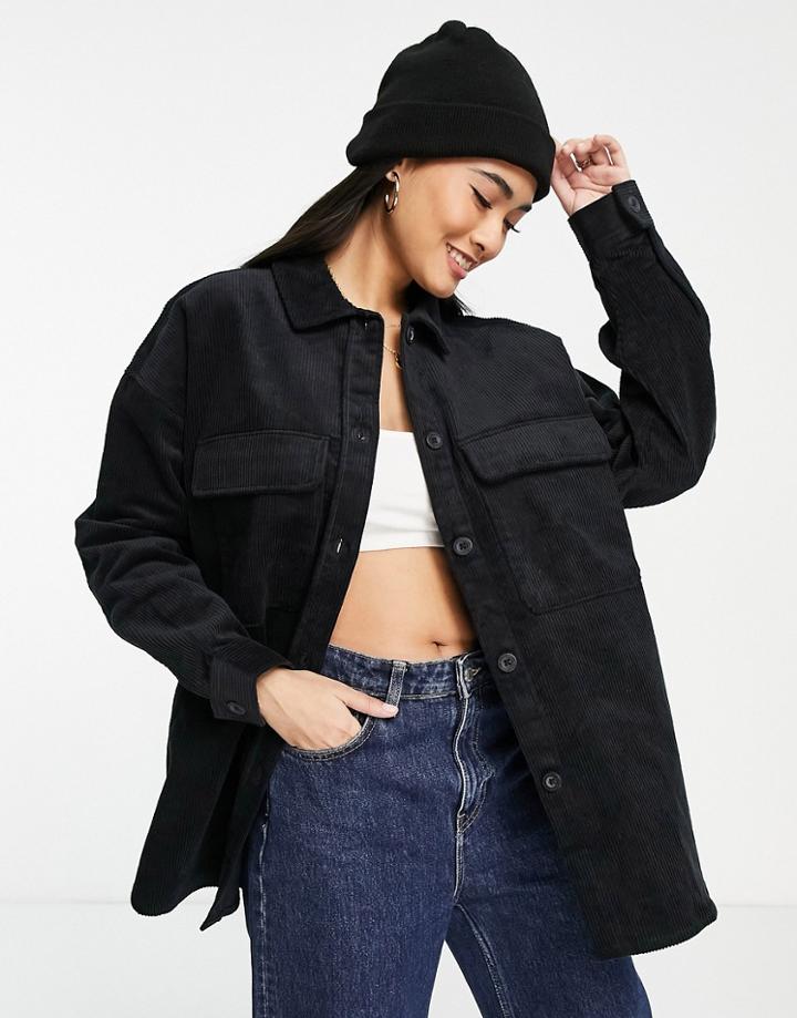 Dr Denim Loose Fit Shirt In Black Cord - Part Of A Set