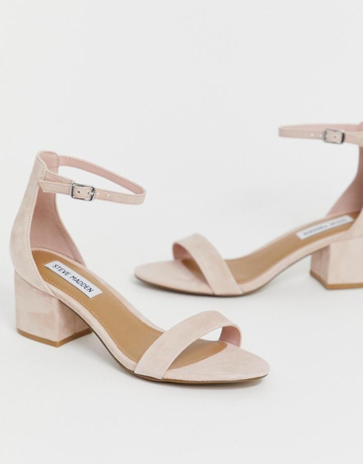 Steve Madden Suede Mid Block Heel Sandals - Pink
