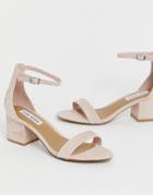 Steve Madden Suede Mid Block Heel Sandals - Pink