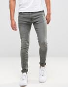 Jack & Jones Skinny Fit Jeans In Washed Gray