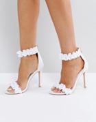 Missguided Ruffle Barely There Heeled Sandal - White