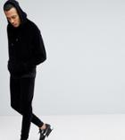 Asos Tall Oversized Velour Hoodie/ Skinny Jogger Tracksuit In Black - Black