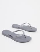 Havaianas Slim Crystal Flip Flops In Gray-grey