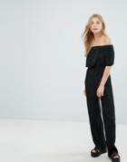 New Look Plisse Bardot Jumpsuit - Black