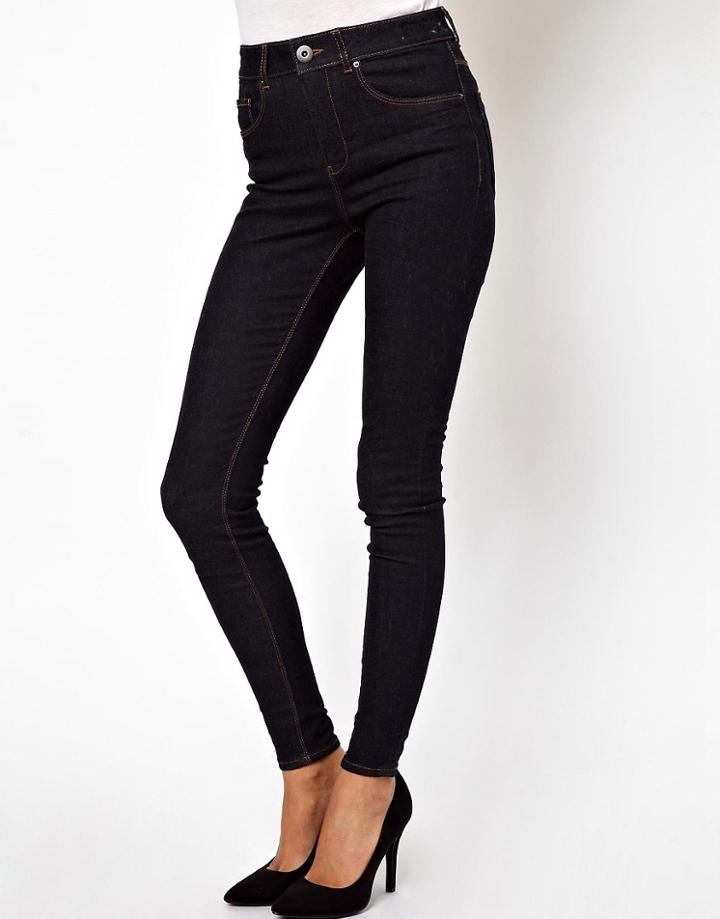 Asos Ridley High Waist Ultra Skinny Jeans In Clean Indigo - Blue