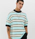 Collusion Striped Short Sleeve Sweater - Multi
