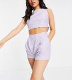 Miss Selfridge Petite Gingham Short In Lilac-purple