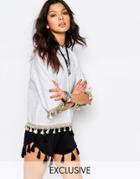 Milk It Vintage Cropped Sweatshirt With Luxury Tassel Trim - Gray