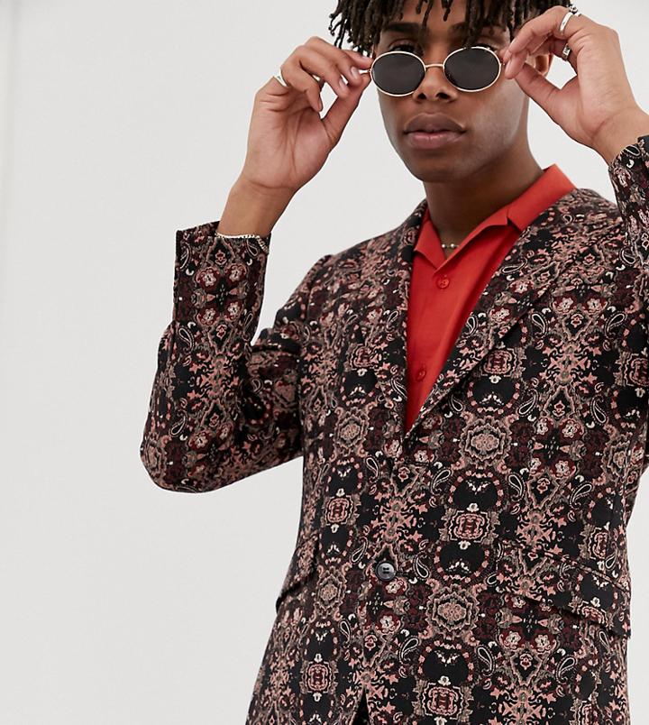 Heart & Dagger Skinny Sb2 Peak Suit Jacket In Tapestry-multi