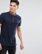 Brave Soul Contrast Collar And Pocket Polo - Navy