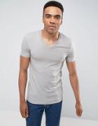 Asos Extreme Muscle Fit T-shirt With V Neck And Stretch In Gray - Gray