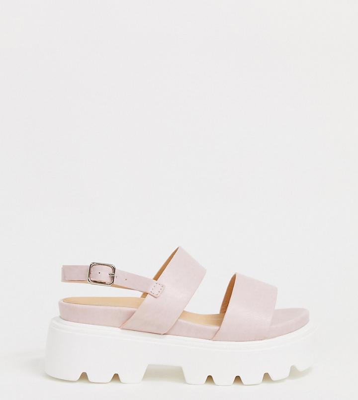 Park Lane Wide Fit Chunky Heeled Sandals - Pink