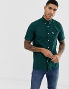 Fred Perry Short Sleeve Oxford Shirt In Green - Green
