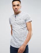 Hollister Slim Fit Henley T-shirt Contrast Placket Seagull Logo In White Print Texture - White