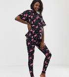 Asos Design Maternity Flamingo Spot Legging Pyjama Set-green