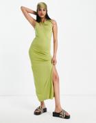 French Connection Cut Out Fitted Jersey Midi Dress In Green