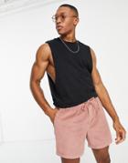 Asos Design Slim Shorts In Pink Cord