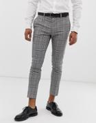 River Island Super Skinny Cropped Smart Pants In Gray Check - Gray