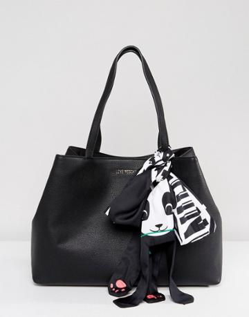 Love Moschino Shopper Bag With Panda Accessory - Black