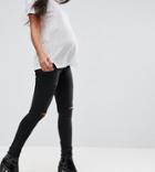 New Look Maternity Under Bump Ripped Jeans - Black