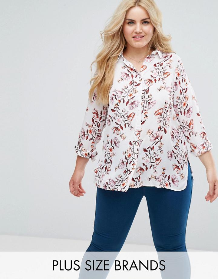 New Look Plus Floral Shirt - White