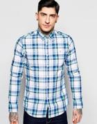 Farah Shirt In Madras Check In Blue Slim Fit - Coastal Blue