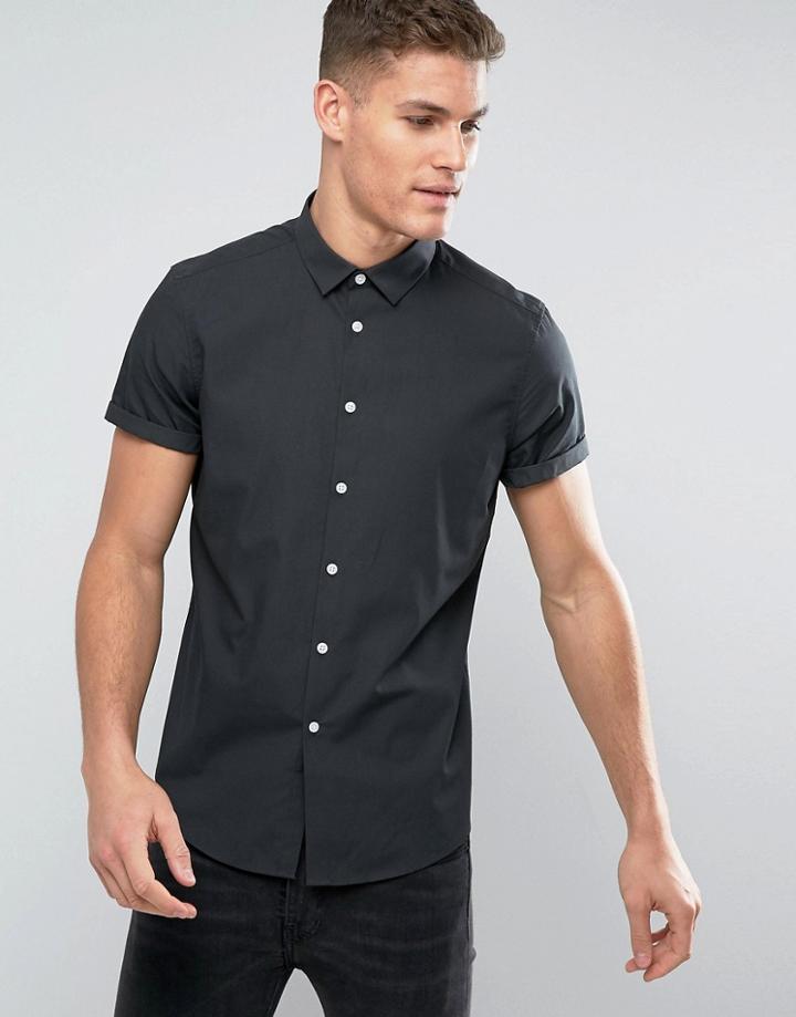 Asos Regular Fit Shirt In Charcoal - Gray