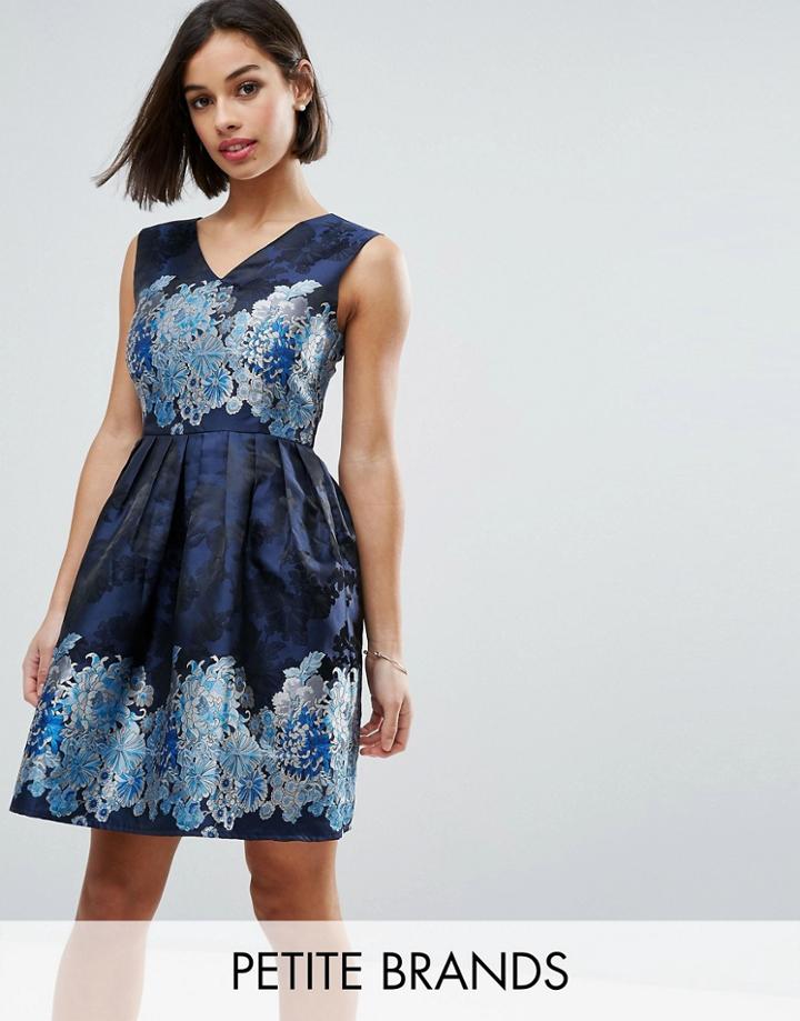 Uttam Boutique Petite Jacquard Skater Dress - Navy