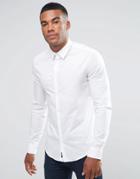 Armani Jeans Shirt In White Slim Stretch With Logo - White