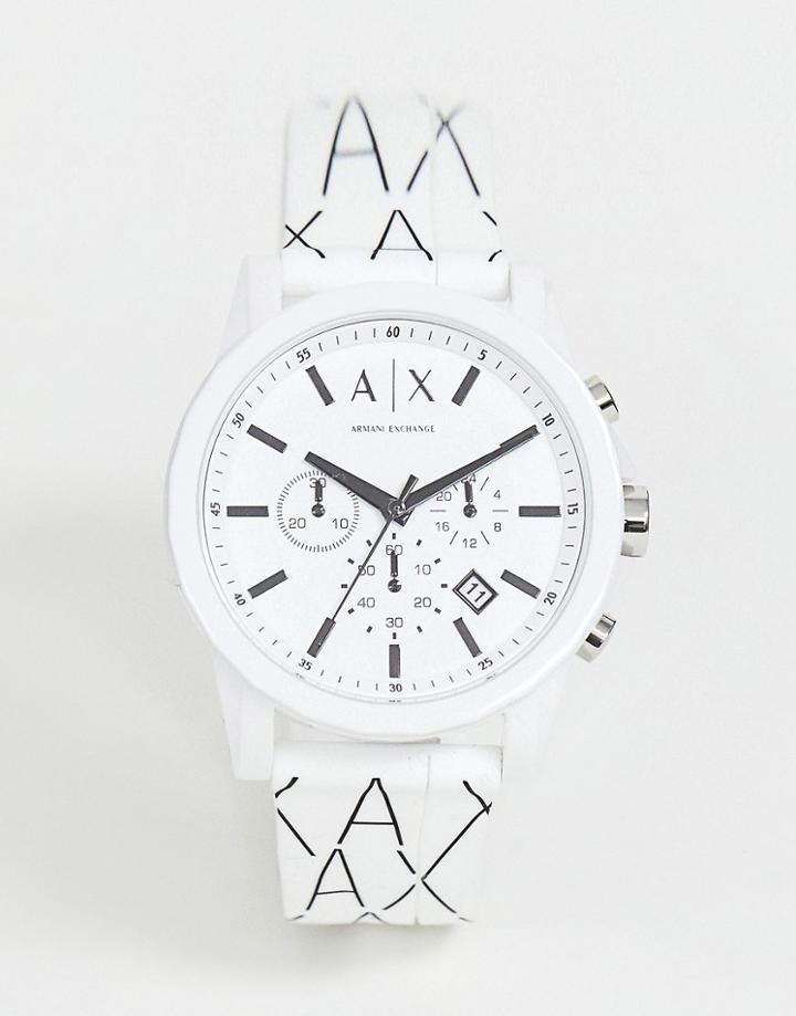 Armani Exchane Ax1340 Outerbanks Silicone Chronograph Watch 44mm - White