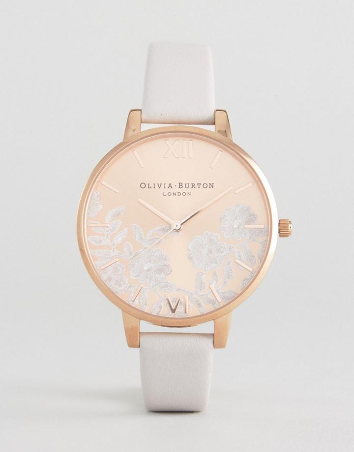 Olivia Burton Blush Lace Leather Watch - Pink