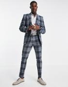 Asos Design Super Skinny Suit Pants With Tartan Check In Gray-grey